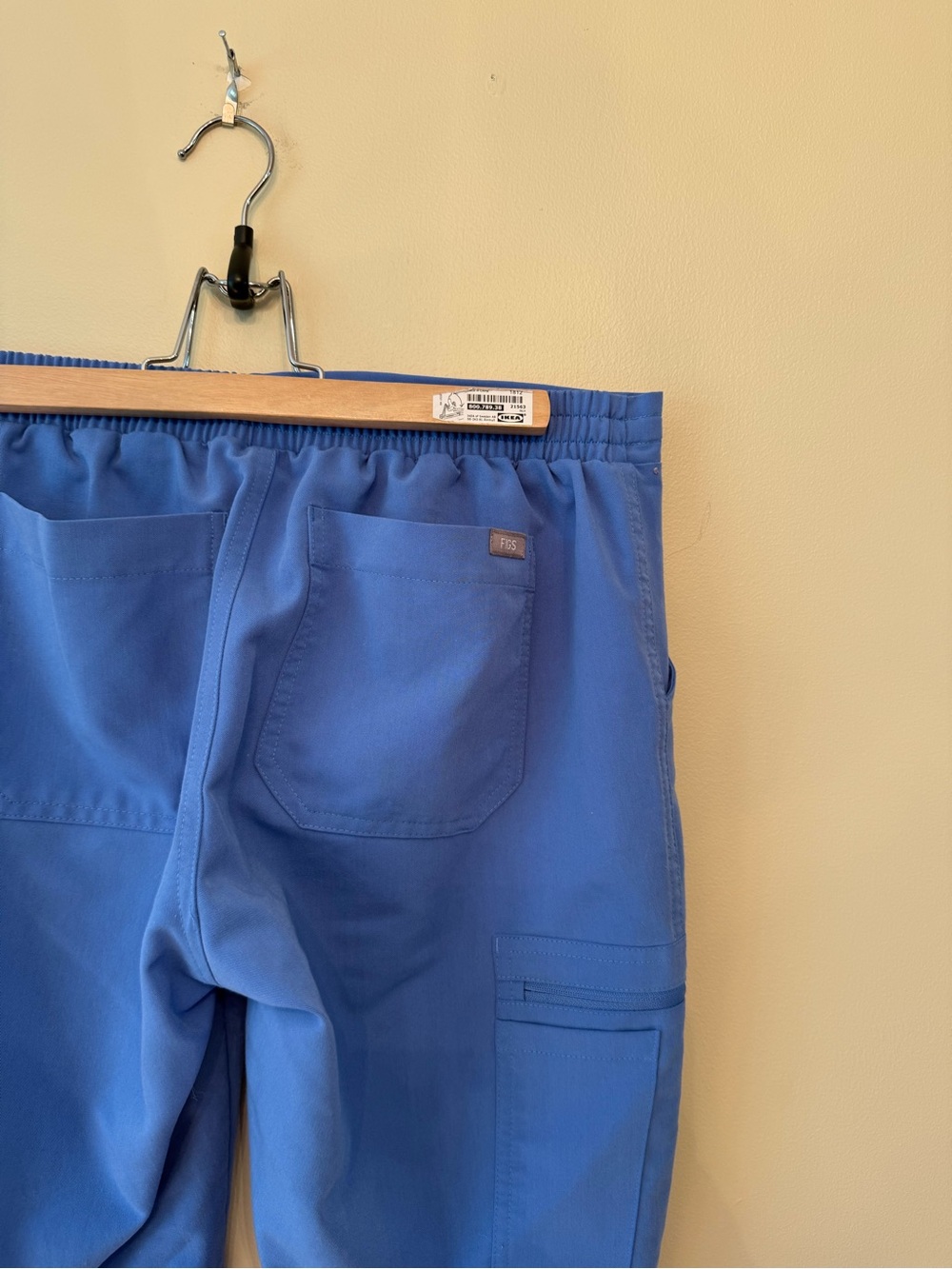 Figs Yola Elastic Waistband Skinny Scrub Pants Ceil Blue - Picture 6 of 7